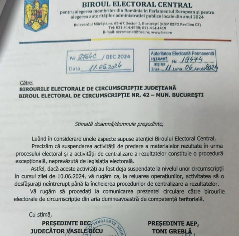 Circulară a președinților BEC și AEP